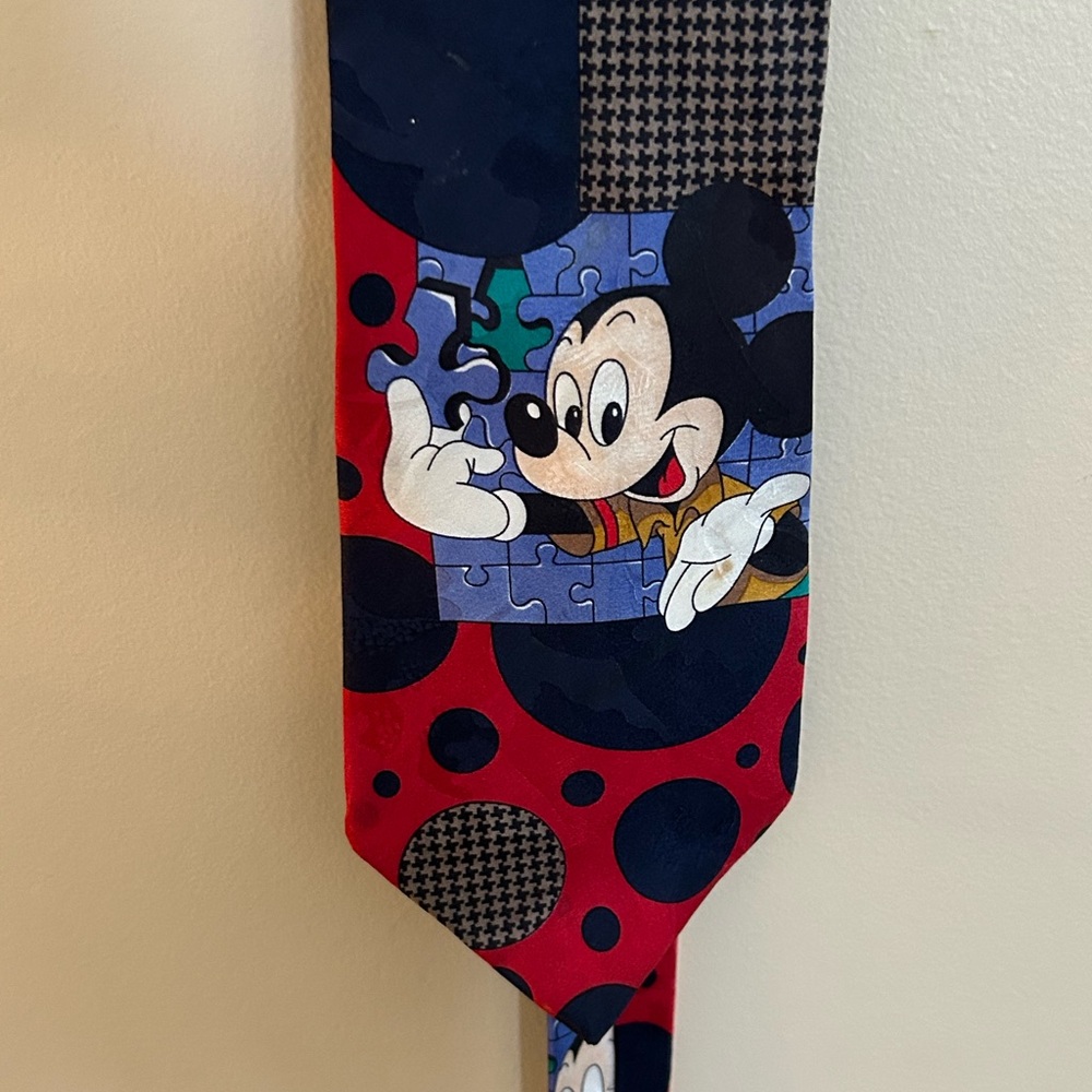 Disney Mickey Mouse Silk Red and Black Polka Dot Tie